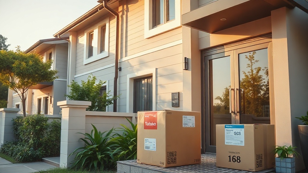Singapore landed home with renovation material packages being delivered at the doorstep